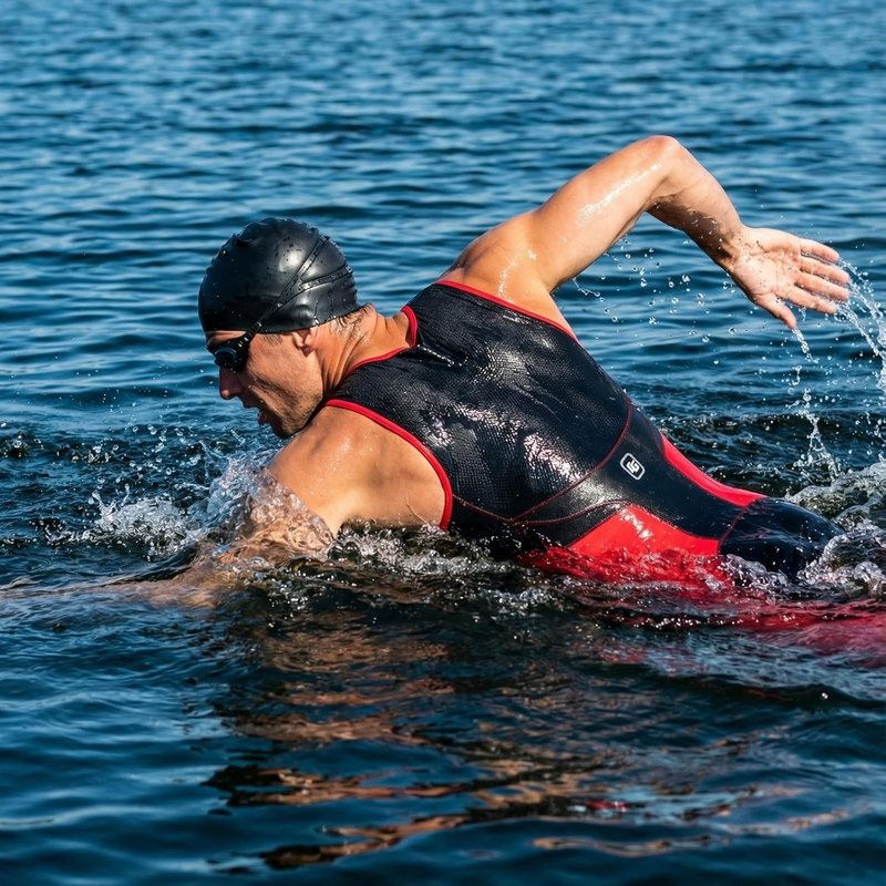 Men's One-Piece Triathlon Suit - Sleeveless Trisuit for Running, Cycling & Swimming