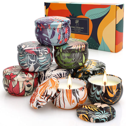 Scented Candles Gifts for Women, Aromatherapy Candles, Love Scented Candles Gift Set, Portable Travel Tin Candle, 8 Pack, Natural Soy Wax, Gift on Anniversary, Christmas, Birthday Mother's Day