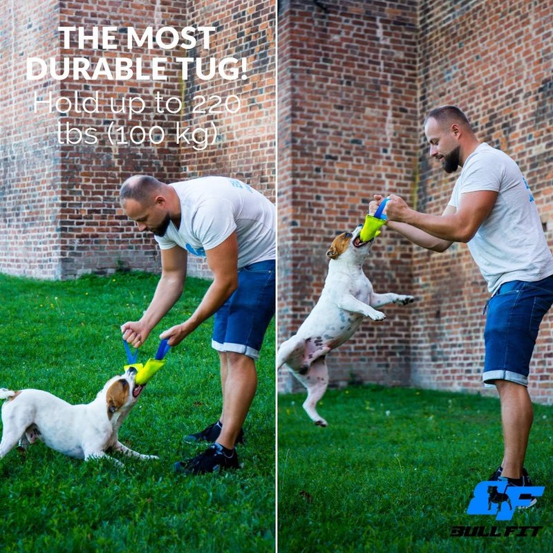 Bull Fit Dog Bite Tug Toy - Durable Fire Hose Tug with 2 Strong Handles | Perfect for Medium to Large Dogs, Tug of War & Training