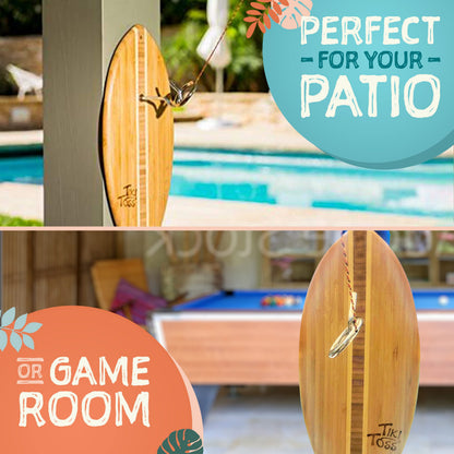 Tiki Toss Ring Toss Game for Adults - 12.3 Inch Surfboard Edition - Hook and Ring Game for Outdoor & Indoor Use, Gift for Husband, dad, College Boys