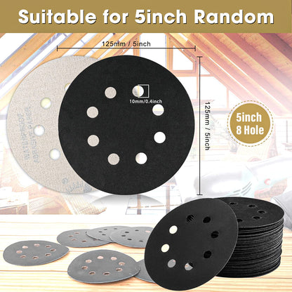 STEBRUAM 50PCS 125mm Dry Wet Sanding Discs 400 Grit, Hook and Loop Sandpaper Silicon Carbide Orbital Sander Discs for Polishing/Metal/Automotive