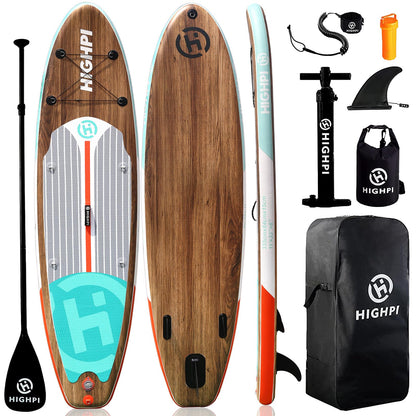 Highpi 11ft Inflatable Stand Up Paddle Board for Youth and Adults – Wide Sup with Premium Accessories, Blow Up Paddleboard for Surfing, Fishing, Yoga & More