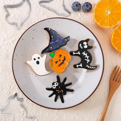 FUSOTO Halloween Cookie Cutters, 6 Pcs Holiday Cookie Cutters Halloween Shapes - Spider, Pumpkin, Bat, Cat, Ghost, Witch Hat for Cookie Baking