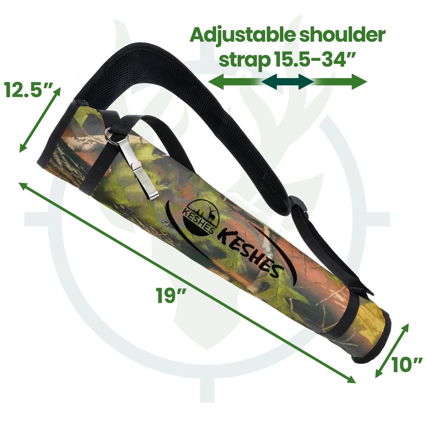 KESHES Archery Back Arrow Quiver Holder - Adjustable Quiver for Arrows with Shoulder Strap and Belt Clip - Ideal for Bow Hunting & Target Practice for Youth & Adults