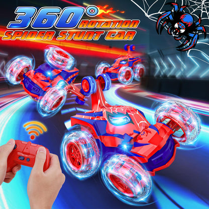 Mafbeanl Remote Control Car Stunt RC Cars 360° Rotating with 2.4GHz Rechargeable Wheel Lights Toys Car Gift for Boys 3 4 5 6 7 8 9 10 11 12 (Red)