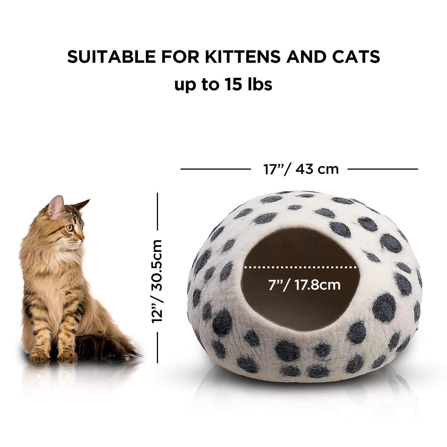 Luxurious Eco-Friendly Merino Wool Cat Cave Bed - Foldable Hideaway Pod for Indoor Cats - Premium Felt Kitten Beds - Covered Cat House for Ultimate Cozy Comfort by Woolygon