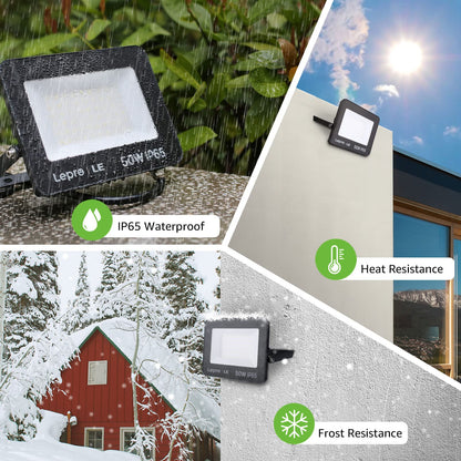 Lepro 50W Led Floodlight Outdoor, 5000lm LED Security Lights, 350W Incandescent Lamp Equivalent, Waterproof IP65, Daylight White Outdoor Lights for Garden Backyard [Without Sensor]