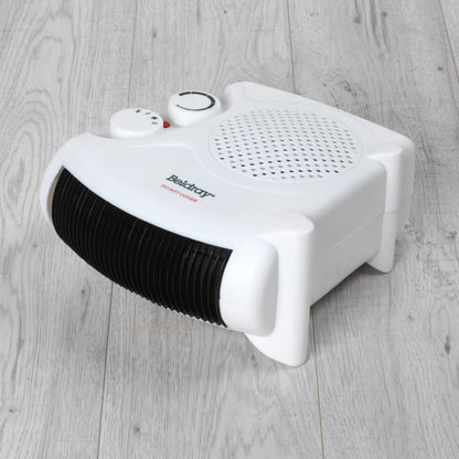 Beldray Electric Flatbed Fan Heater – Upright Heater with 2 Heat Settings and Cool Air Function, Adjustable Thermostat, Overheat Protection, Dual Position, Portable Carry Handle, 2000 W EH0569SSTK