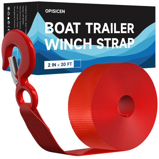 Boat Trailer Winch Strap With Hook 2" x 20' - 10,816lbs Breaking Strength Heavy Duty Hand Crank Replacement for Jet Ski, Automotive Towing