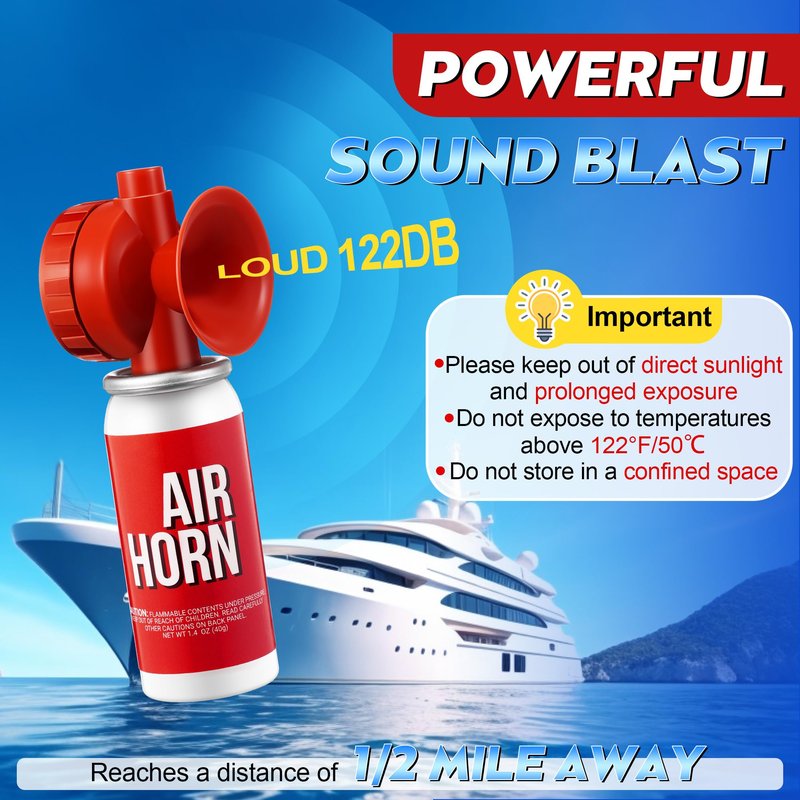 Saillong 1 Pack 1.4oz Boat Air Horn for Safety, Loud Marine Air Horns Can, Mini Small Blow Fog Bear Horn, Emergency Use for Sporting Events, Boat, Animal Alarm