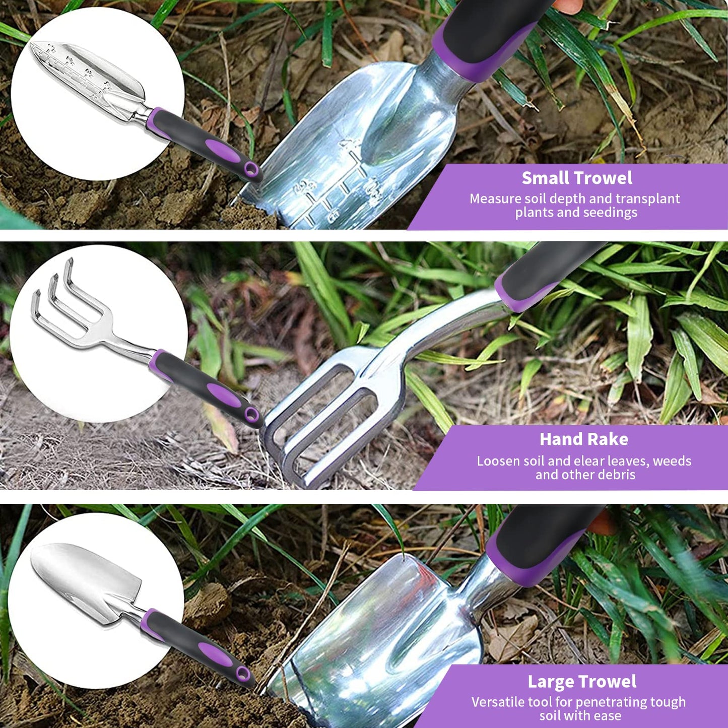 COVACURE Gardening Hand Tool Gift Kit Gardening Gifts for Women & Men 11 Piece Heavy Duty Garden Tool Sets Garden Tools Bag for Women & Men Easy Storage