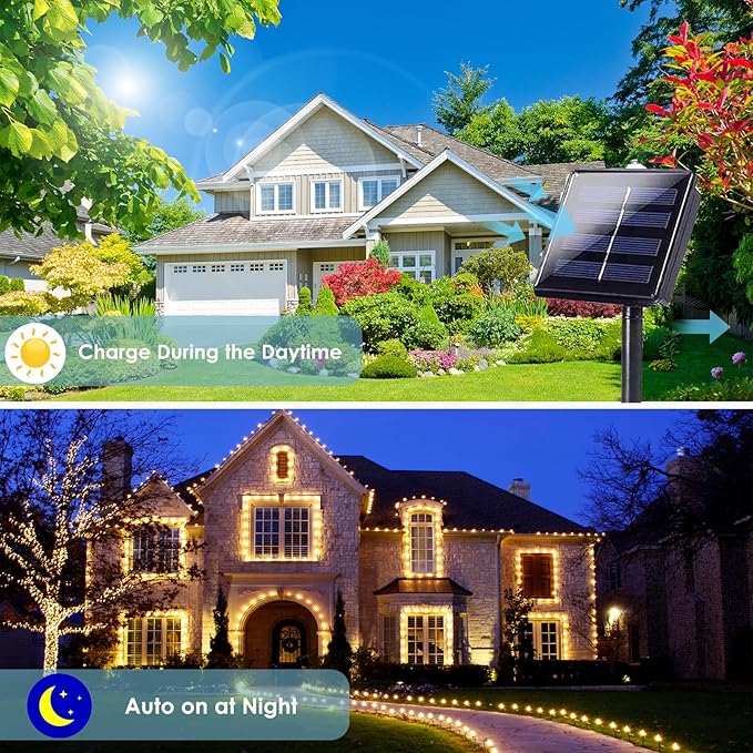 Extra-Long 144FT Solar String Lights for Outside, 2 Pack 400LED Solar Christmas Lights Outdoor, Waterproof Copper Wire with 8 Modes Twinkle Fairy Lights for Tree Garden Party Xmas Decor (Warm White)