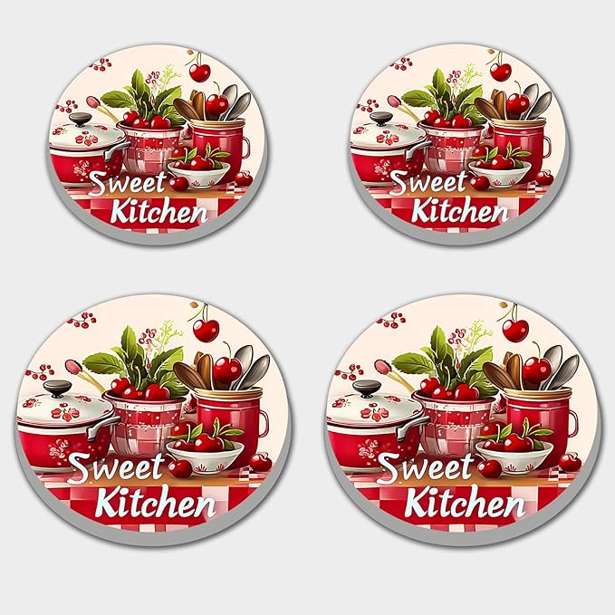 Rustic Farmhouse Electric Stove Burner Covers，4 Pack Round Stove Burner Covers，8 Inches and 10 Inches，Gas Stove Burner Covers,Metal Stove Burner Cover，Sweet Kitchen Restaurant Decorative,Kitchen Decor