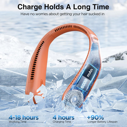 Hotsales Neck Fan, Hands Free Bladeless Neck Fans Portable Rechargeable, 6000 mAh Battery Operated Wearable Personal Fan, Cooling Neck Fan, 3 Speeds, USB Fan Gifts for Men, Women, Travel, Outdoor