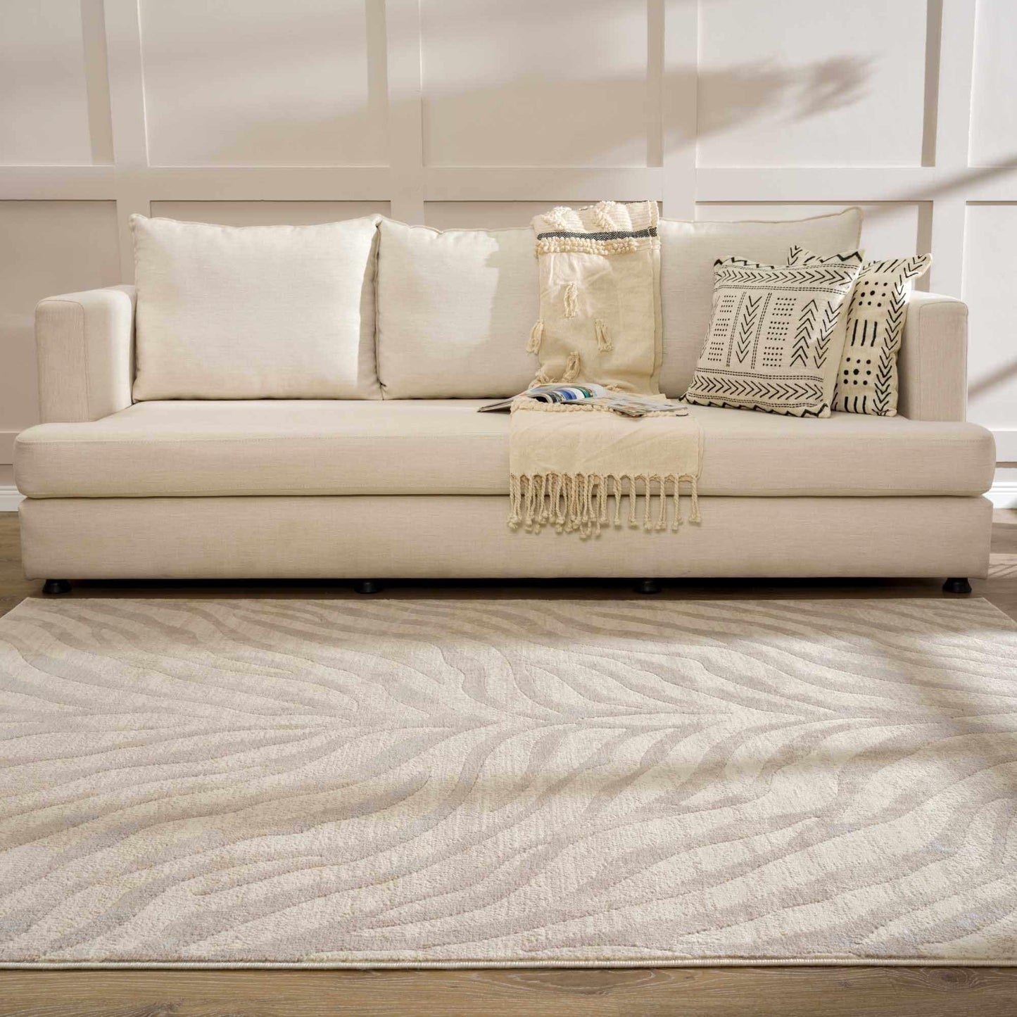 BoutiqueRugs Beige Zebra Contemporary 4x6 Area Rug Light Gray Taupe Animal Print Living Room Bedroom Dining Room Home Office Apartment 3'11" x 5'7" Stain Resistant Non-Shedding Pet Friendly