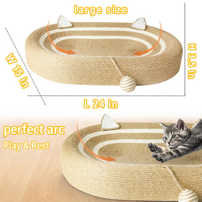 Fengsaobao Cat Scratcher Bed 3 in 1 Sisal Cat Scratching Pads Beds Cat Scratchers for Indoor Cats with Anti-Slip(24x15x3.5 in)