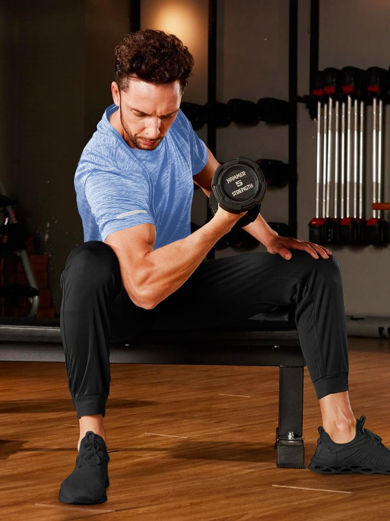 TACVASEN Workout Shirts for Men Short Sleeve Running Gym Athletic Dry Fit Shirts for Men Quick Dry Moisture Wicking Shirts for Men Light Blue