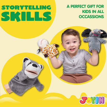 JOYIN Animal Friends Deluxe Kids Hand Puppets with Working Mouth (Pack of 6) for Imaginative Play, Show Theater, Easter/Birthday Party Supplies