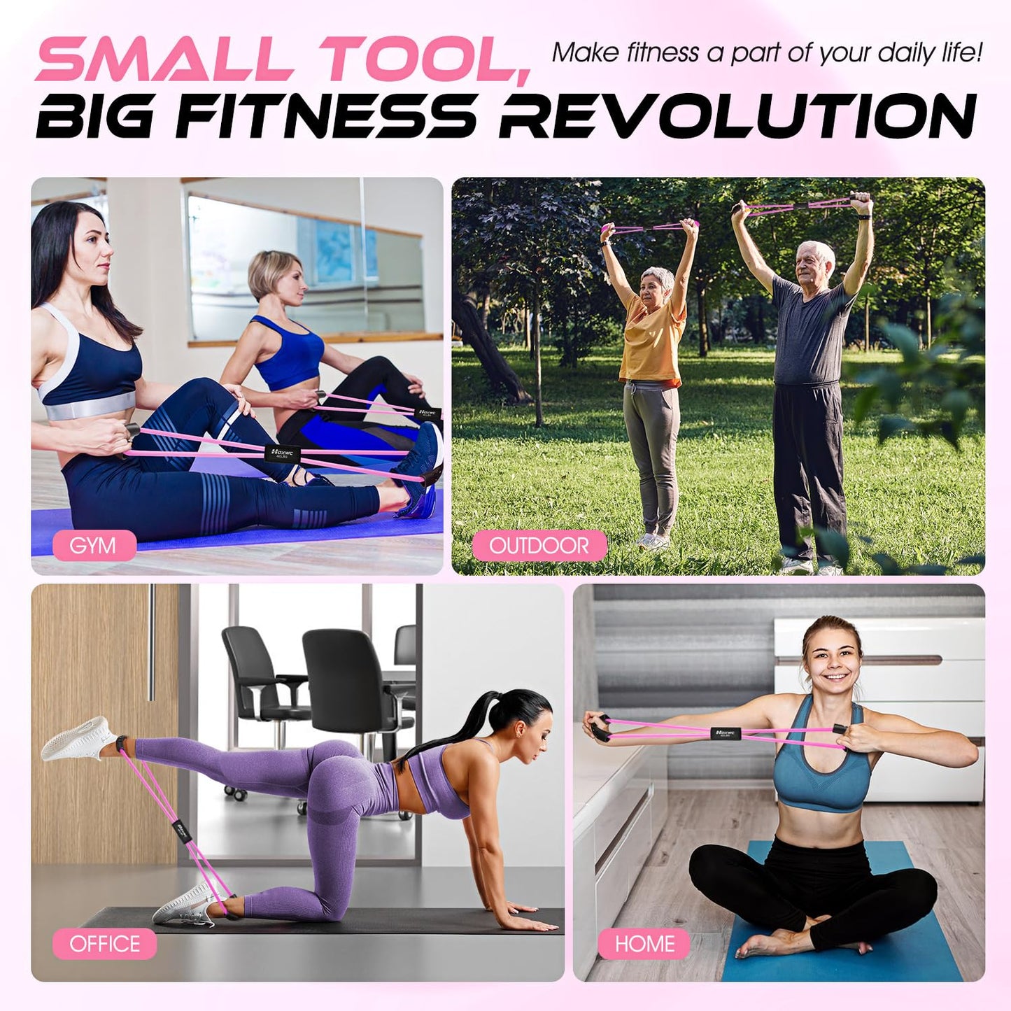 Resistance Bands, Figure 8 Resistance Band, Exercise Bands with Handles for Back, Workout Bands for Arms, Shoulder, Leg, Physical Therapy, Pilates, Home Gym Workout Equipment for Women Men