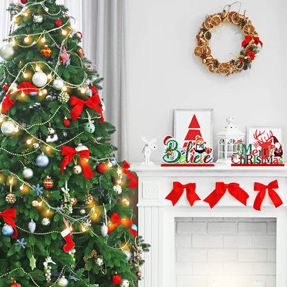 Blulu 3 Pcs Christmas Decorations Indoor Centerpieces for Tables Tabletop Wooden Sign Snowman Farmhouse Centerpieces for Christmas Xmas Holiday Party Indoor Decor(Red)