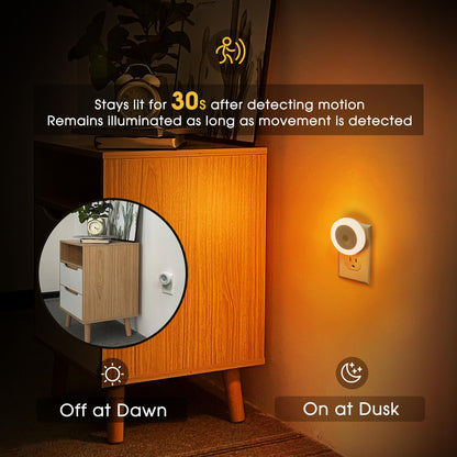 Briignite Motion Sensor Night Light Orange, [2 Pack] Night Lights Plug into Wall, Auto On/Off Motion Activation Nightlight, Energy-Saving 0.6W LED Amber Night Light, Ideal for Kids, Bedroom, Bathroom
