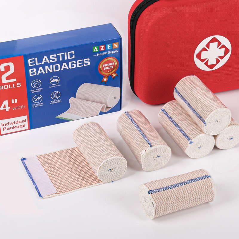 AZEN Premium 2 Pack Elastic Bandage Wrap 4 Inch, Compression Wrap Bandage for Legs, Lymphedema Wraps for Legs, Ankle, Knee, Tummy, Body, Latex-Free