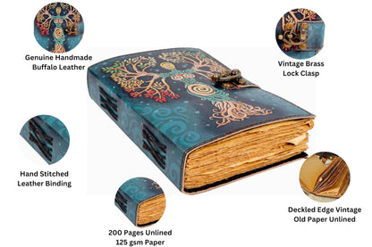 Blank Spell Book Of Shadows Journal With Lock Clasp Prop Vintage Handmade Leather Diary Embossed Prayer Pagan Antique Witchcraft Supplies Wiccan Notebook Daily Witch Gifts Mystic Greek Mythology Goddess (7x5)