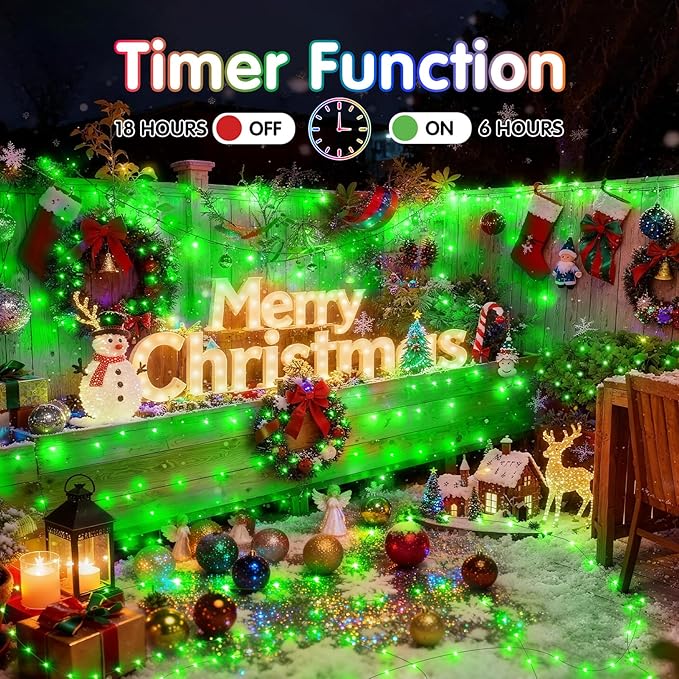 KNONEW 400FT Outdoor Christmas Fairy Lights Plug in,1200 LED String Lights Outdoor Waterproof 8 Modes Memory Times for Wedding Bedroom Walls Garden Trees Decoration(Green)