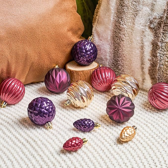 JORNOY Blue and Silver Christmas Tree Ornaments - 2.36inch/60mm Shatterproof Ornaments for Christmas Tree Set Plastic Decorative Hanging Balls Ornaments for Xmas Tree Decorations, 40ct (Jewel Tone)
