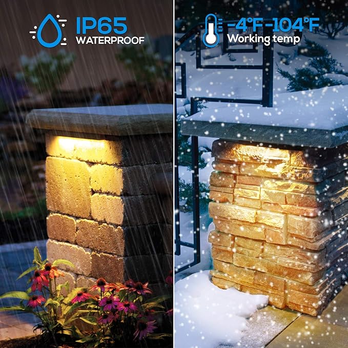 LEONLITE 12 Inch Dimmable LED Hardscape Lighting 3-Way, 3W/5W/7W Retaining Wall Lights, 120° Swivel Step Light, 12V-24V Paver Lights Low Voltage, IP65, 3000K Warm White, ETL Listed, Pack of 4
