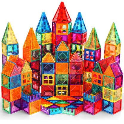 100PCS Magnetic Tiles Kids Toys - Magnetic Building Blocks STEM Magnet Building Set Preschool Learning Magnet Toys for Kids Ages 3-5 4-8, Sensory Montessori Toy for Toddlers 3+ Year Old Boys Girls