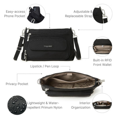 Baggallini Womens Original RFID Everyday Crossbody Bag