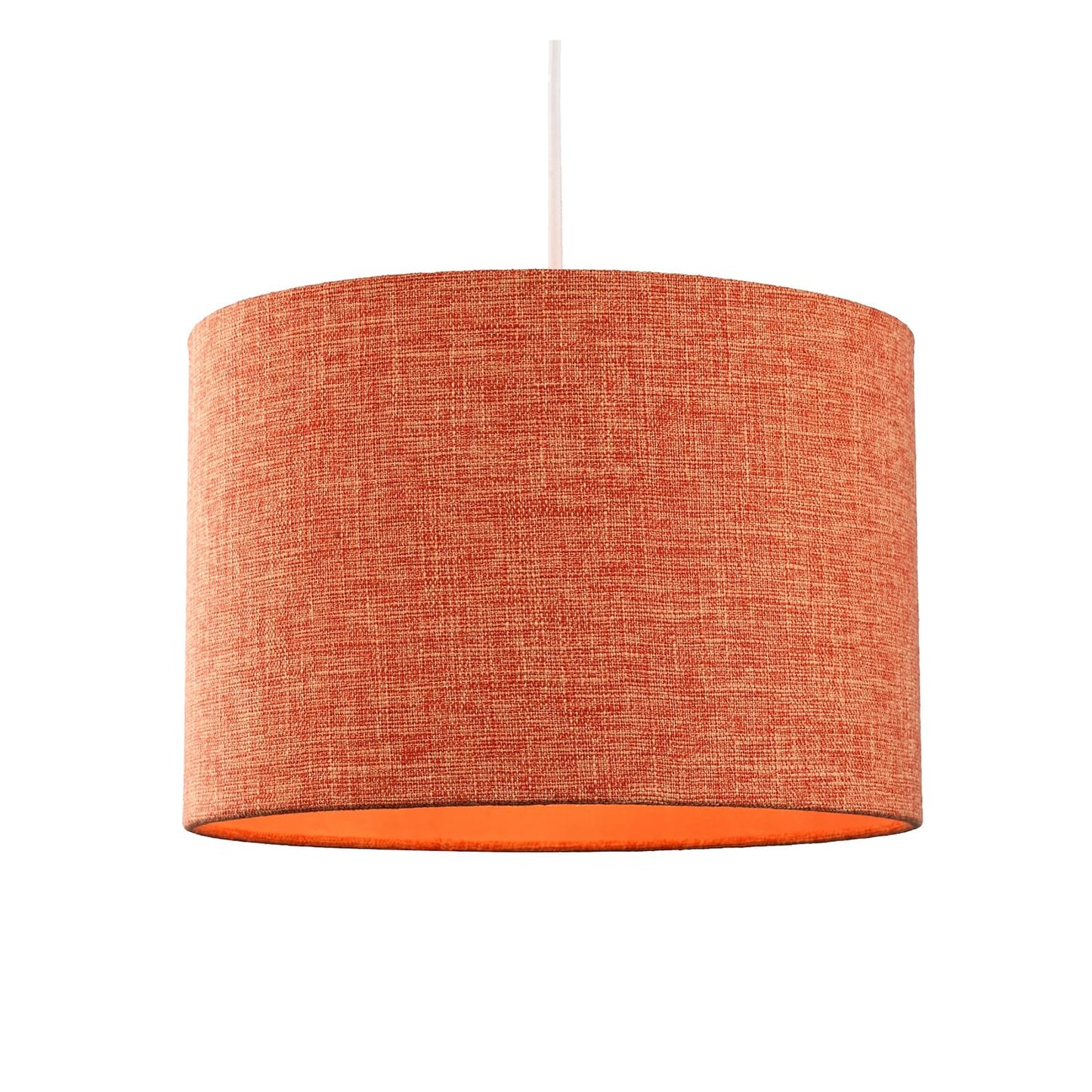 Contemporary and Sleek 12 Inch Rustic Orange Linen Fabric Drum Lamp Shade 60w Maximum | 30cm Diameter | for Table Lamp or Pendant by Happy Homewares