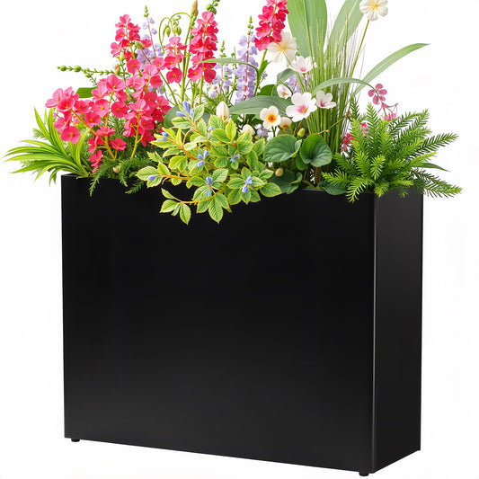 VGMiu Metal Planter Box 38.2''L x 13''W x 30''H Rectangle Planters for Outdoor Plants Large Black Rectangular Planter with Felt Bag & Drainage Holes for Indoor or Outdoor Flower Garden Porch Patio