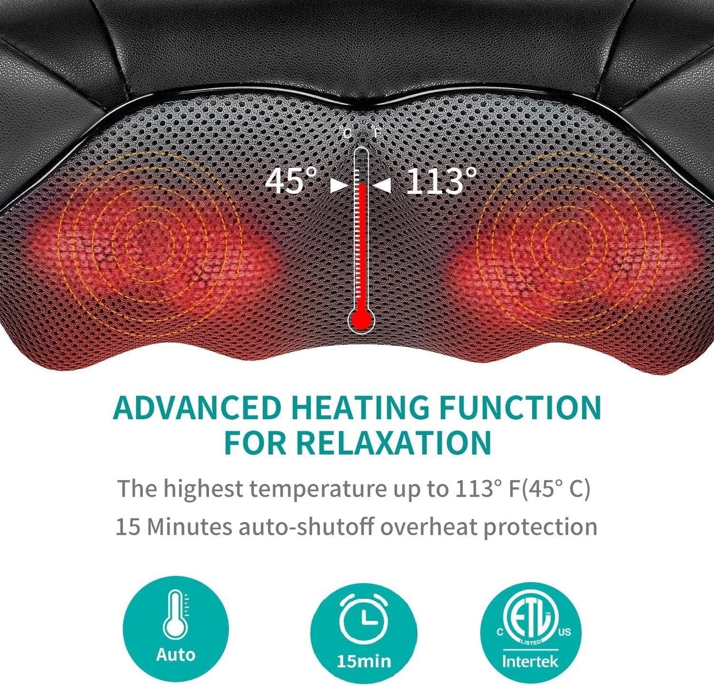 Nekteck Neck Massager for Pain Relief Deep Tissue, FSA Eligible Shiatsu Back Massager with Heating 3D Kneading Massage Pillow for Shoulder Leg Muscle, Office Home Car Use, HSA Eligible, Plug-in Use