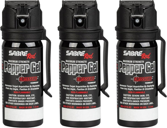 SABRE Crossfire Pepper Gel - Max Police Strength OC | Deploys At Any Angle, 1.5 fl oz