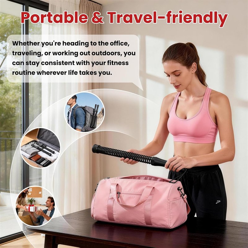 2-in-1 Cordless Battle Ropes - Ropeless Portable Home Gym Equipment for Men & Women | Black