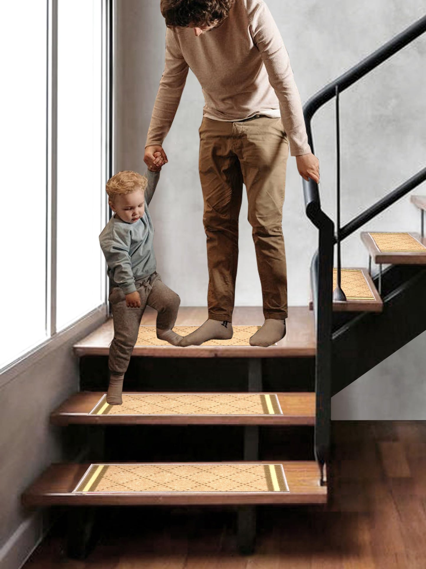 Gloria Rug Non-Slip Rubber Back Stair Treads - Skid Resistant Stair Mats - Set of 7 (8.5" x 26") (7, Stair-1985)