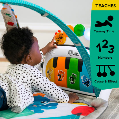 Baby Einstein, 4-in-1 Kickin' Tunes and Language Discovery Play Gym with Piano, Mat with Detachable Activity Toys, Lights, Sounds and Music, Ages Newborn +
