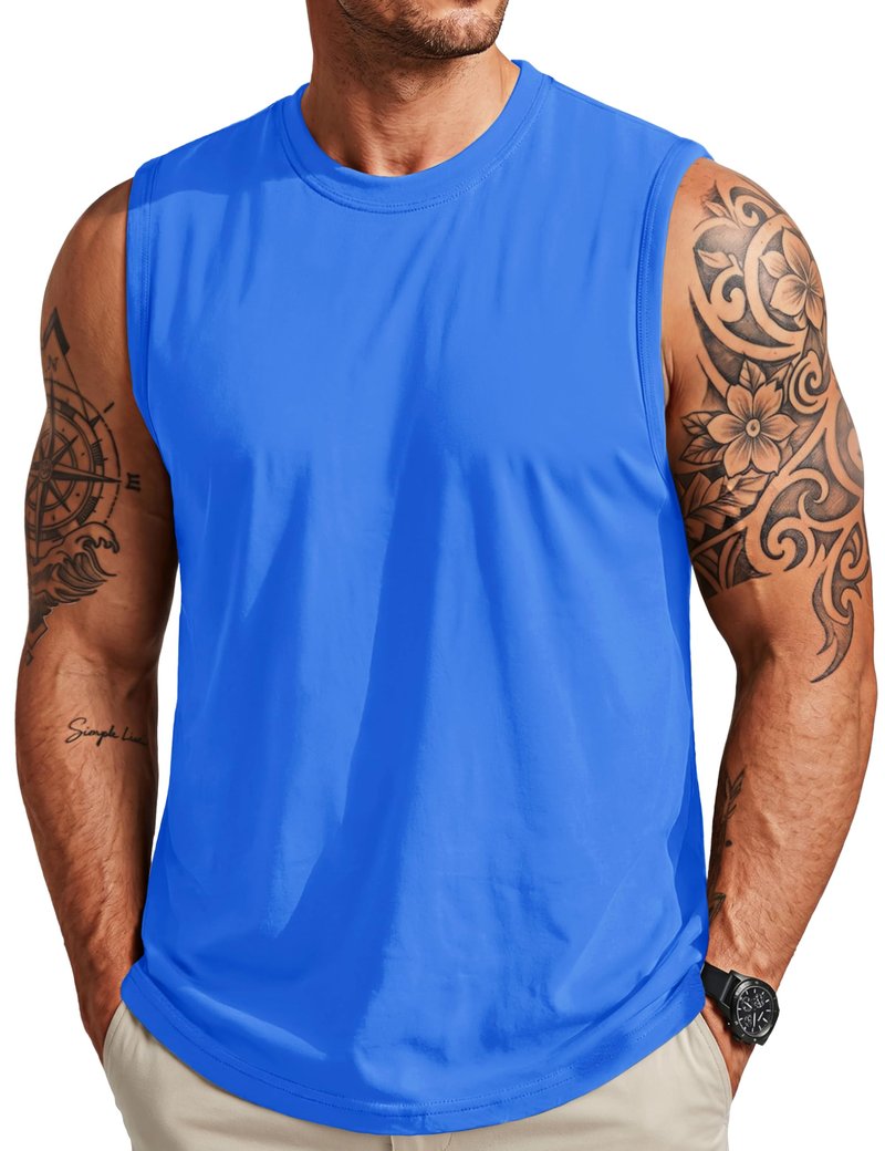 MAGCOMSEN Tank Tops Men Summer Sleeveless Tee Shirts s Workout Gym Muscle Shirt Breathable Soft Lightweight Shirt