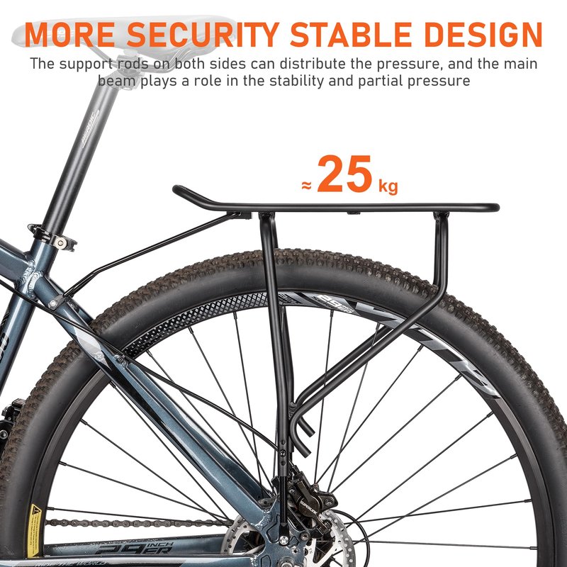 Bike Rear Rack - Bicycle Pannier Rack Compatible with MIK System, Bike Cargo Rack for Disc Brake/Non-Disc Brake Mount - Height Adjustable for 26"-29" Frames
