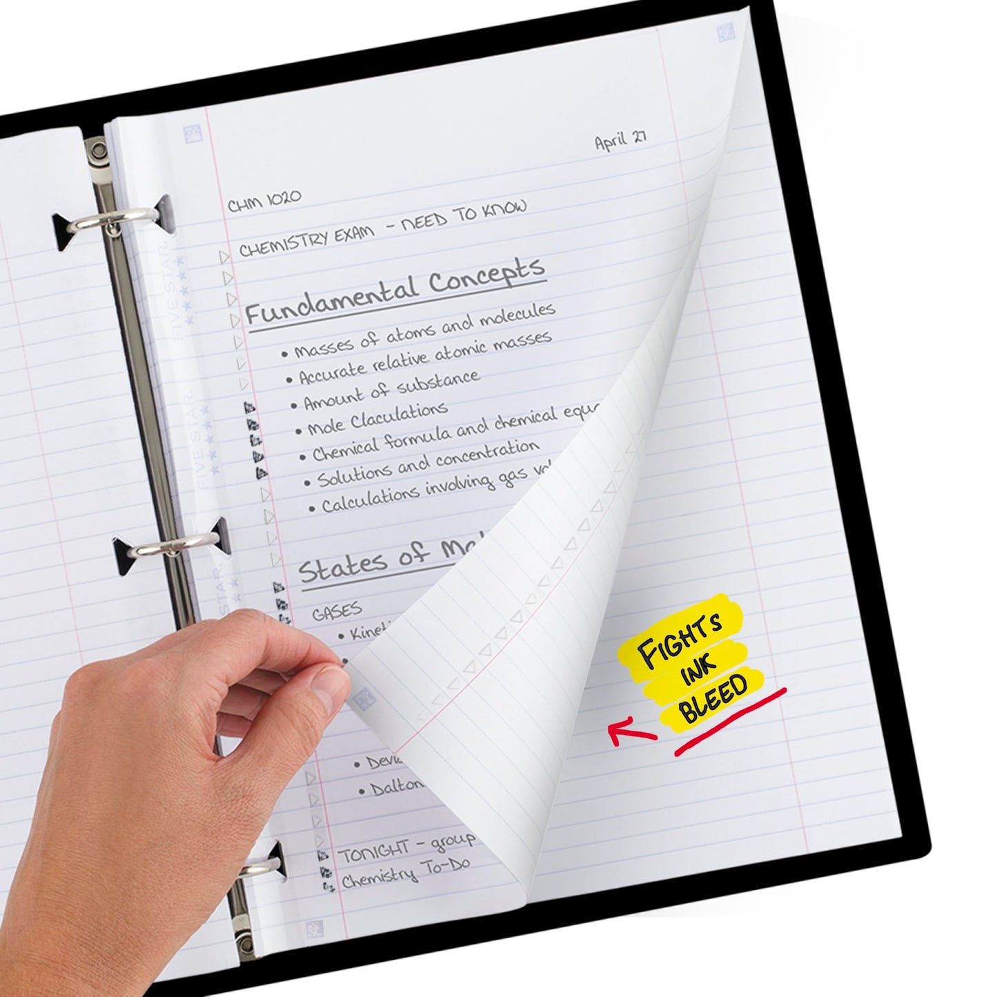 Five Star Loose Leaf Paper + Study App, College Ruled Filler Notebook Paper, Reinforced, Fights Ink Bleed, 8-1/2" x 11", 80 Sheets (170102)