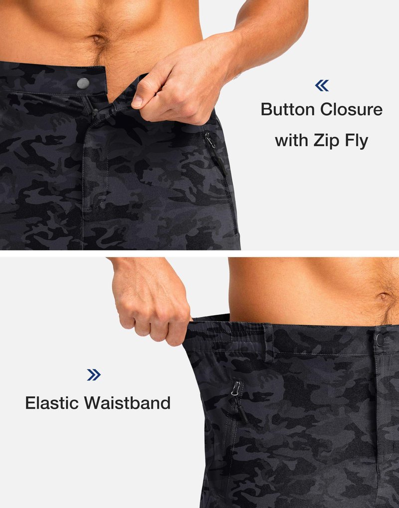 Pudolla Men's Hiking Shorts 11" Lightweight Cargo Work Shorts for Men Summer Travel Golf Casual Outdoor with 5 Pockets(Black Camo X-Large)