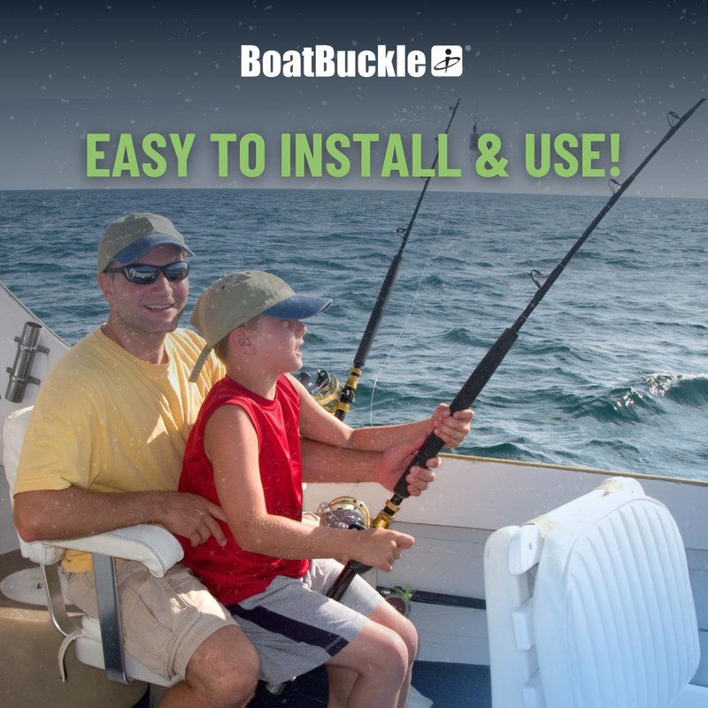 BoatBuckle F14200A 24-Inch Self-Retracting Fishing Rod Holder for Boat, Retractable Tie Down Rod Straps for Boat Deck Mount/Gunwale