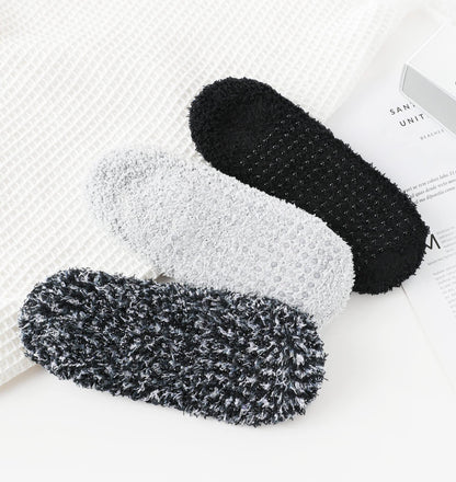 Bevigorio Slipper Socks for Women with Grippers Non Slip Fuzzy Socks with Grips Womens Grippy Grip Hospital Home Gifts 3pairs blackgreymix
