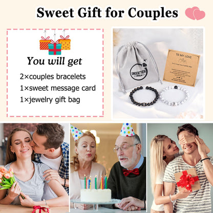 UNGENT THEM Matching Couples Bracelets Stuff Promise Long Distance Relationship Sentimental Christmas I Love You Valentines Day Gifts for Him Her Boyfriend Girlfriend Women Men His Hers Bf Gf