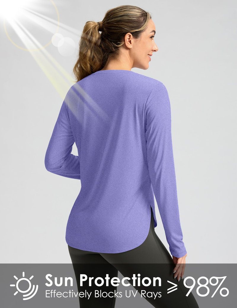 Women's Sun Shirts UPF 50+ Long Sleeve UV Protection Shirt Lightweight Quick Dry Workout Hiking Tops for Women(Heather Purple,M)