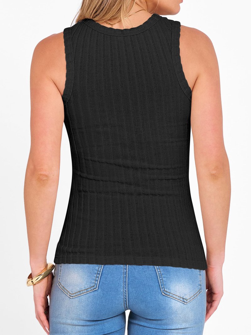 ANRABESS High Neck Tank Tops for Women Sleeveless Shirts Summer 2026 Basic Soft Slim Fit Racerback Trendy Casual Outfits Black M
