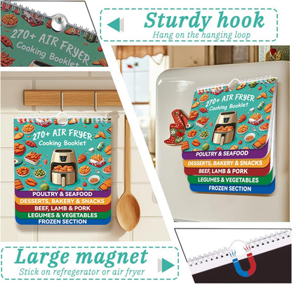 270+ Foods Air Fryer Cooking Guide Magnetic, Air Fryer Cheat Sheet Magnets Cooking Guide Booklet, Air Fryer Accessories for Air Fryer Cooking Guide Flip Chart, Air Fryer Temp and Time Chart