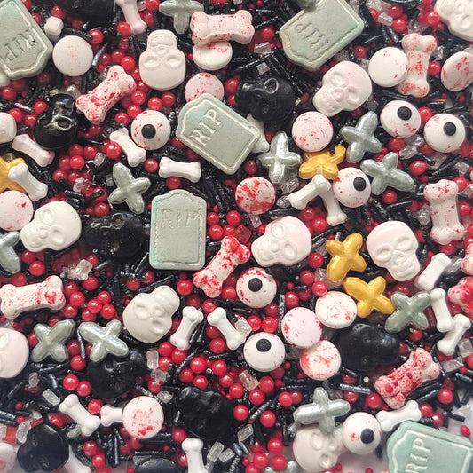 1 Bottle Edible Bloody Eyeball and Bones Mixing Sprinkles 3.53oz/ 100g | Edible Cake Cupcake Sprinkles for Decorating | Cookie and Ice Cream Topper Decorations Halloween Sprinkles